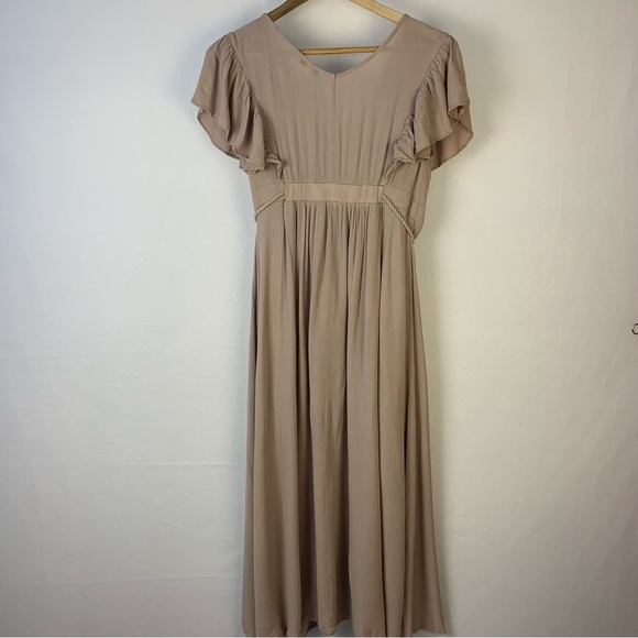 Baltic Born Jennifer Deep V Beige Maxi Dress - Picture 8 of 10